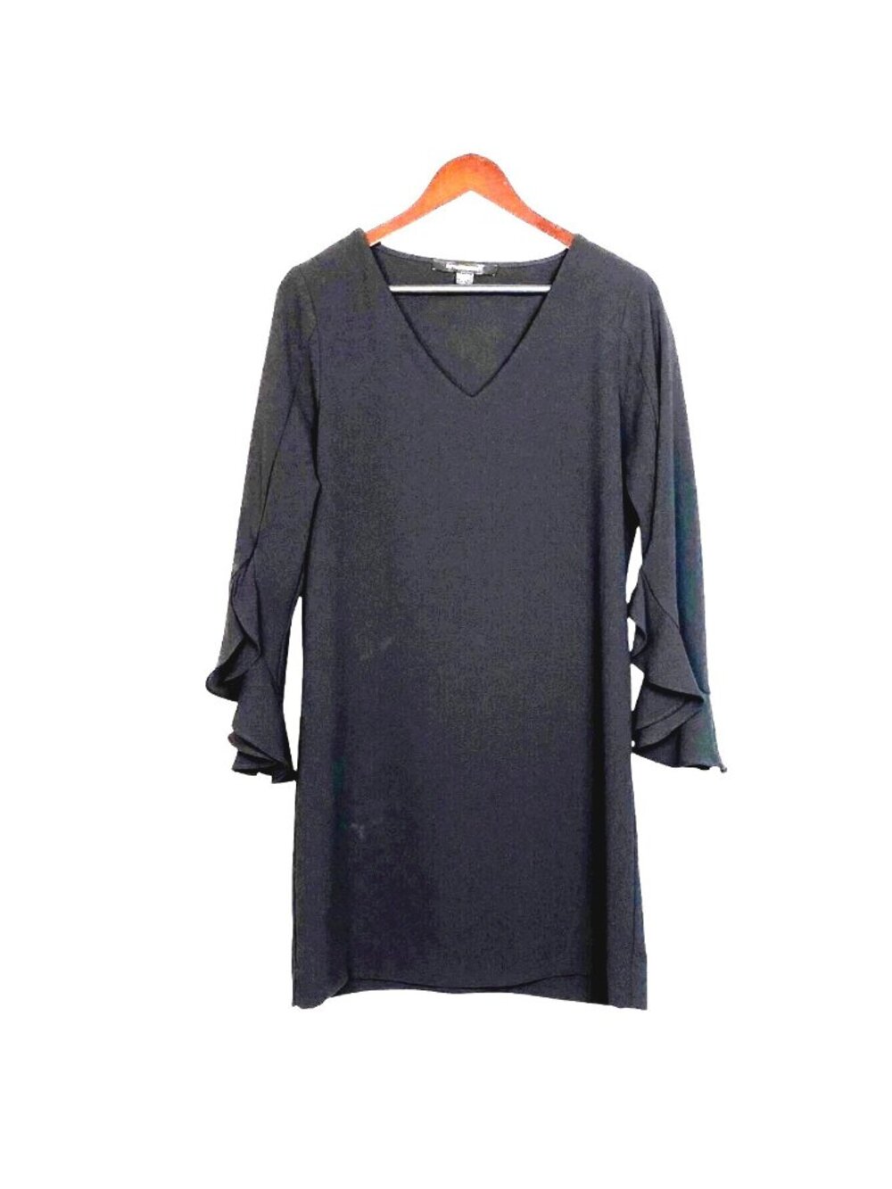 Fifteen Twenty Black Ruffle Flare Sleeve V-Neck Knee Length Shift Dress Size S